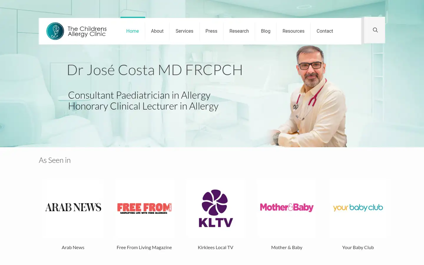 Screenshot of thechildrensallergy.co.uk