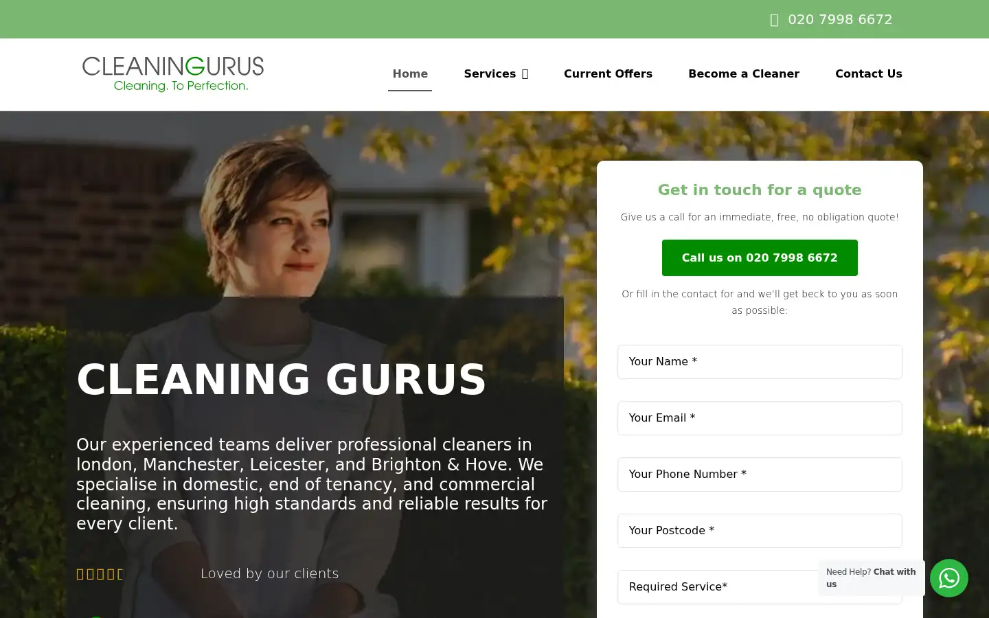 Screenshot of thecleaninggurus.co.uk