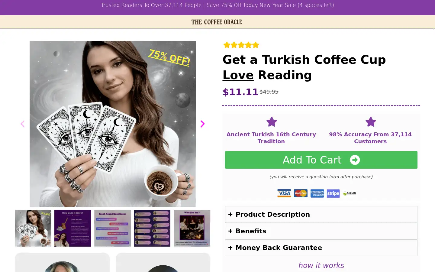 Screenshot of thecoffeecuporacle.com