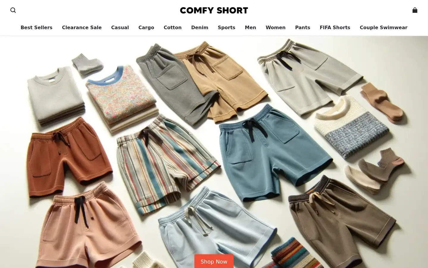 Screenshot of thecomfyshorts.com