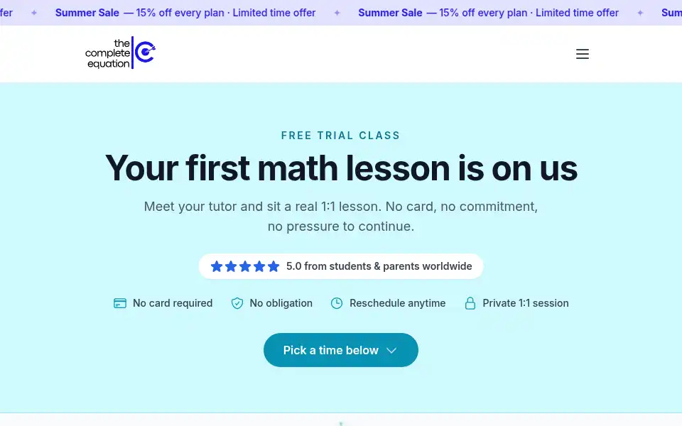 Screenshot of thecompleteequation.com