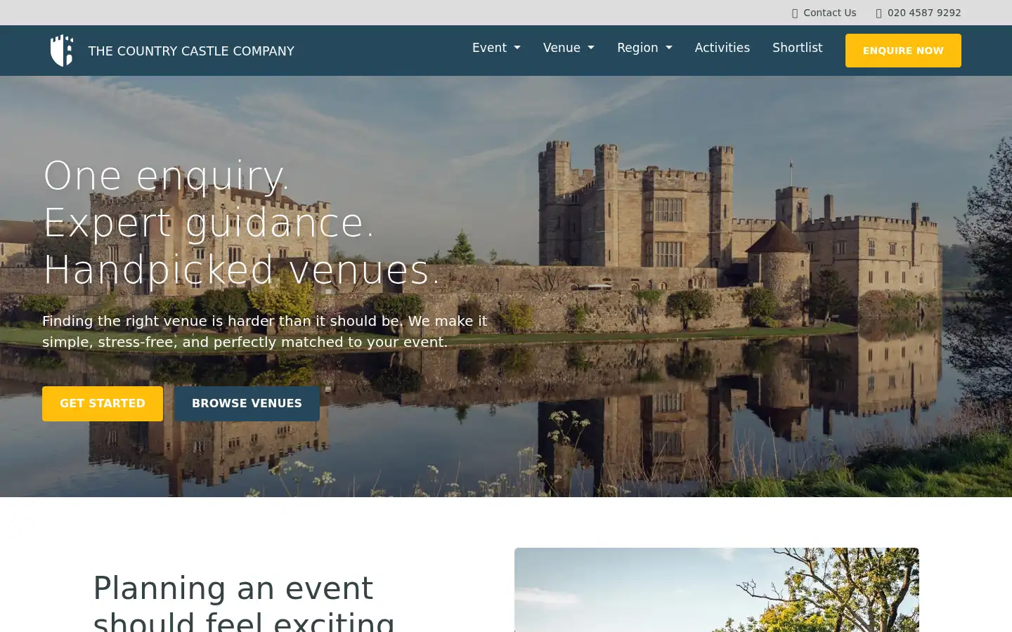 Screenshot of thecountrycastlecompany.co.uk