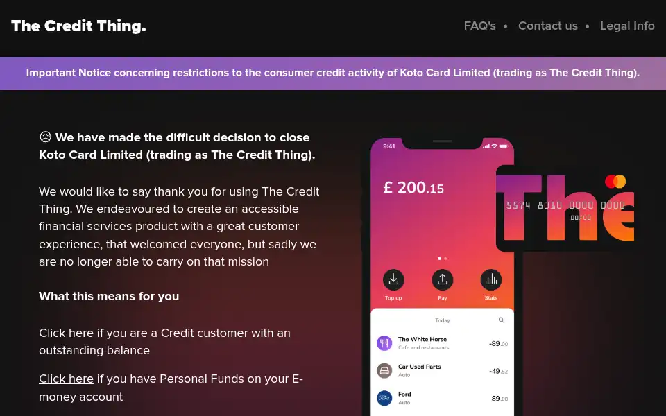 Screenshot of thecreditthing.com