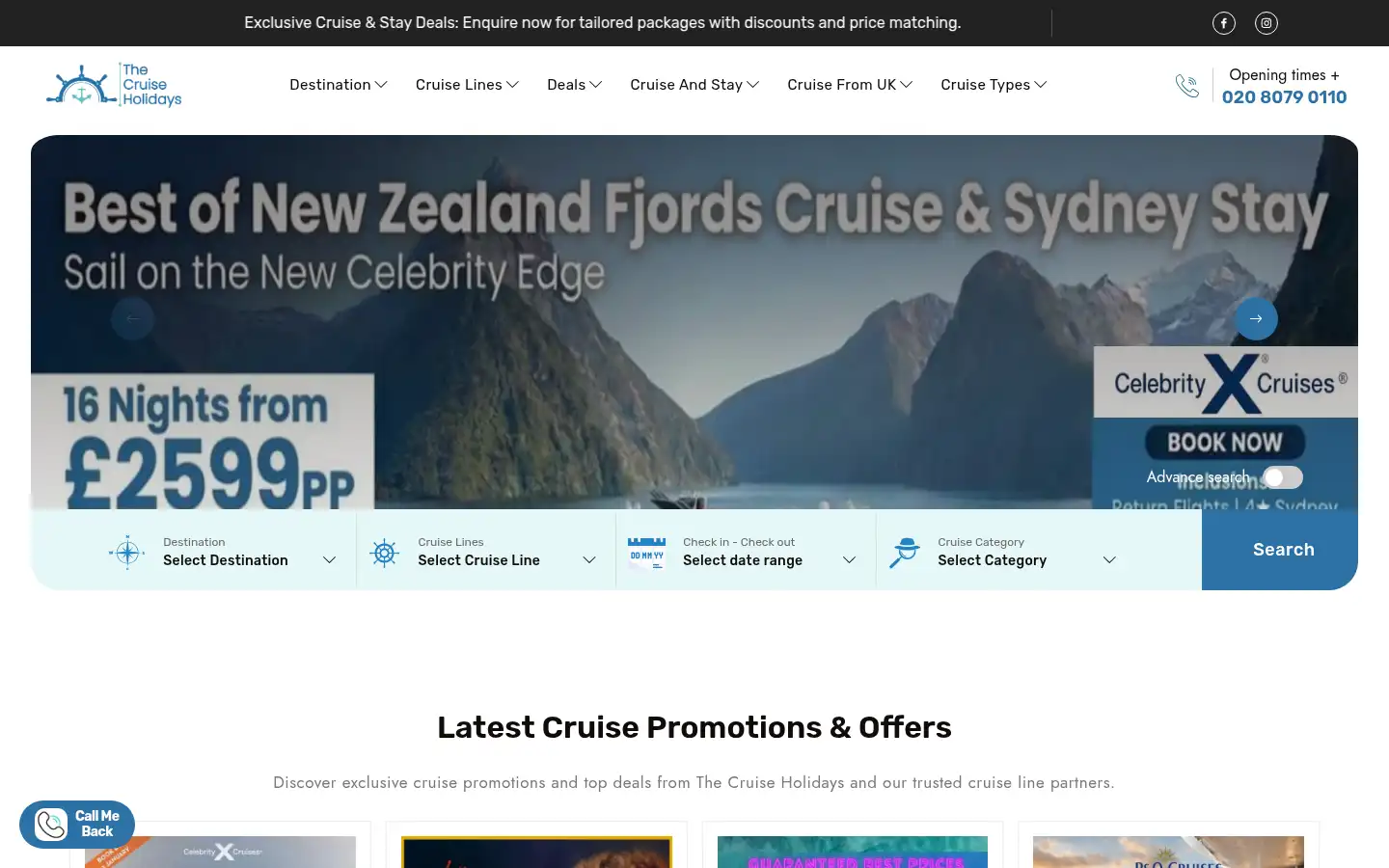 Screenshot of thecruiseholidays.co.uk