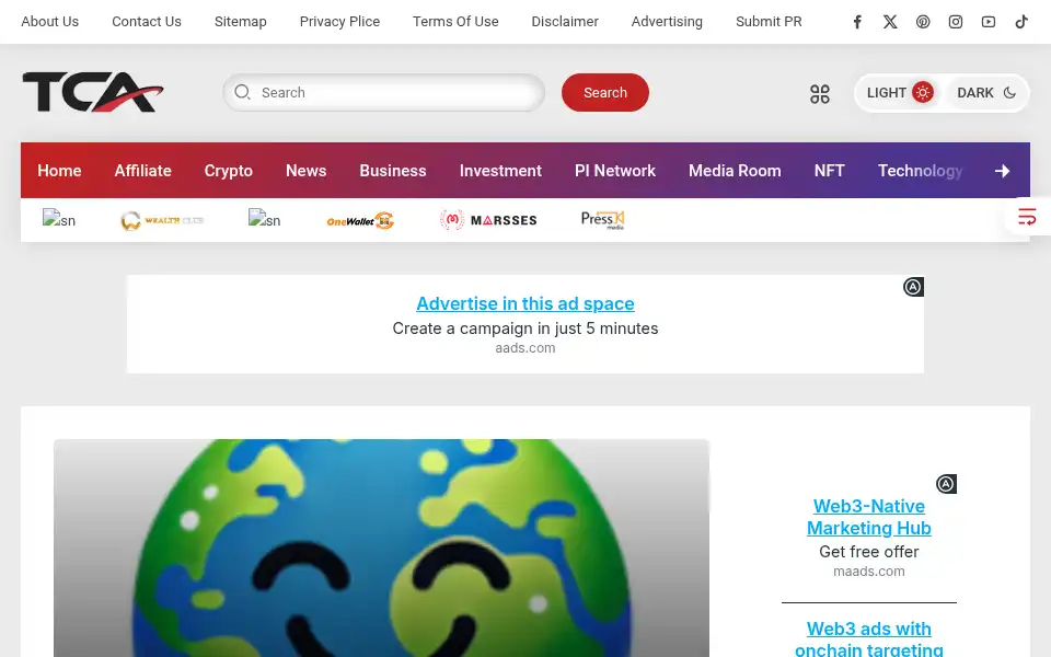 Screenshot of thecryptoarea.com