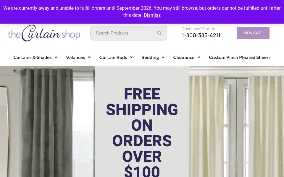 Screenshot of thecurtainshop.com