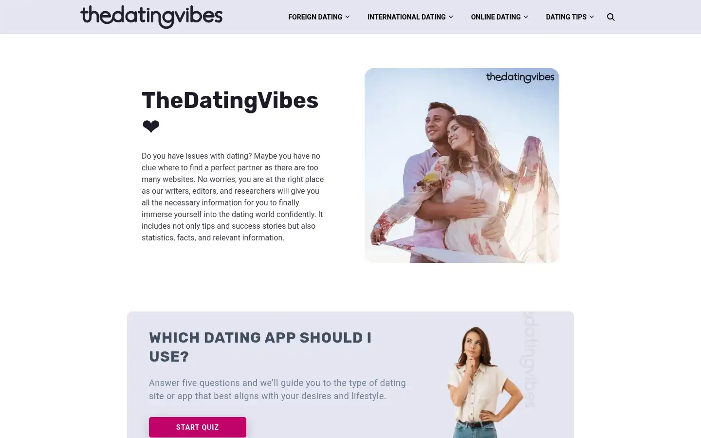 Screenshot of thedatingvibes.com