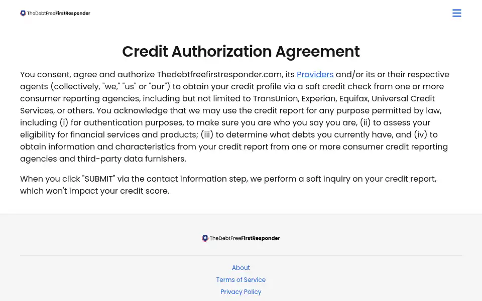 Screenshot of thedebtfreefirstresponder.com