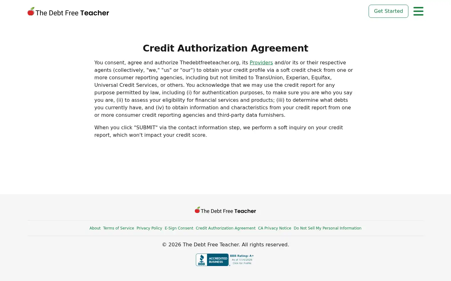 Screenshot of thedebtfreeteacher.org