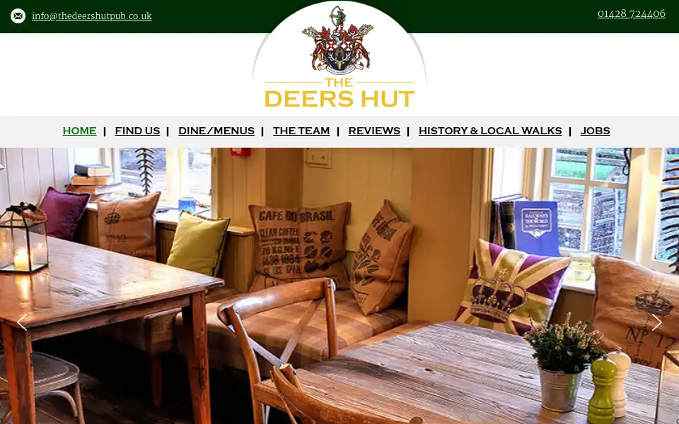 Screenshot of thedeershutpub.co.uk