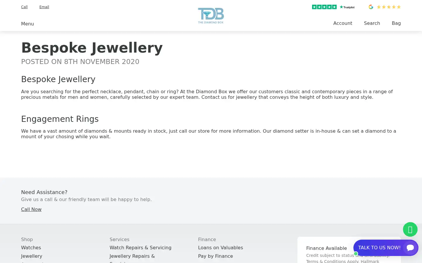 Screenshot of thediamondbox.co.uk