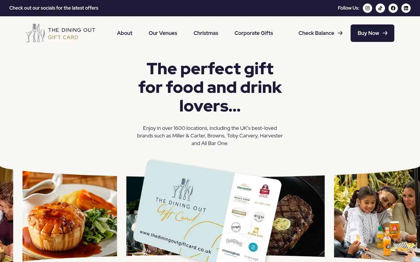 Screenshot of thediningoutgiftcard.co.uk