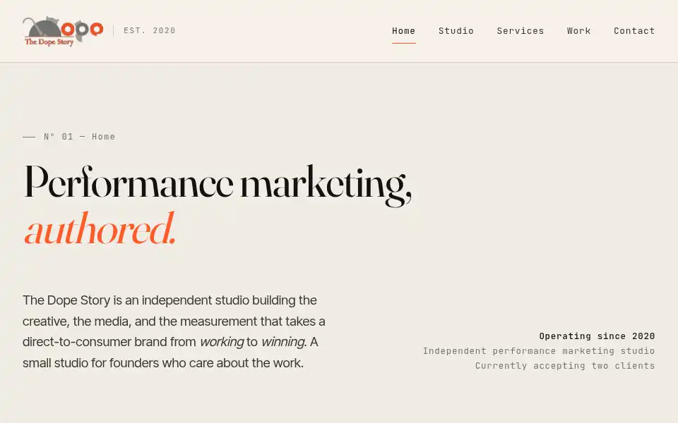 Screenshot of thedopestory.com