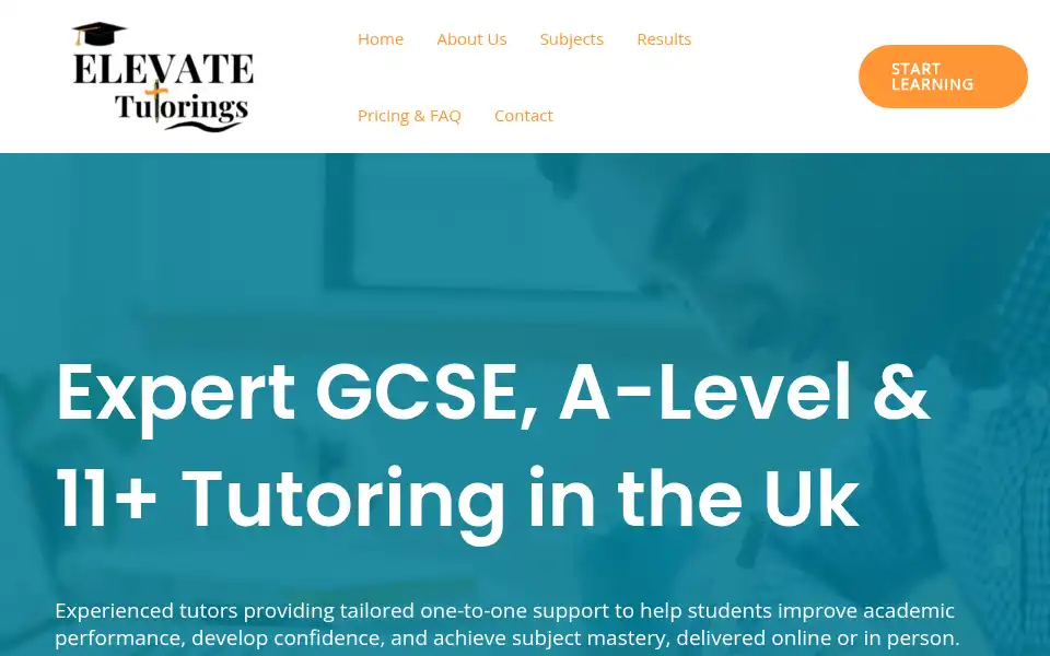 Screenshot of theelevatetutor.com