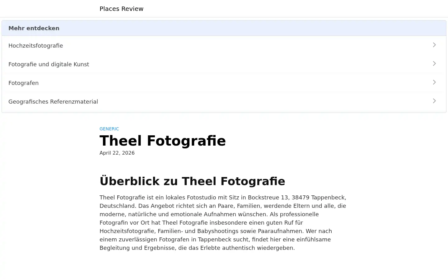Screenshot of theelfotografie.de