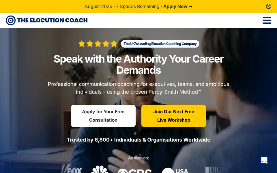 Screenshot of theelocutioncoach.com