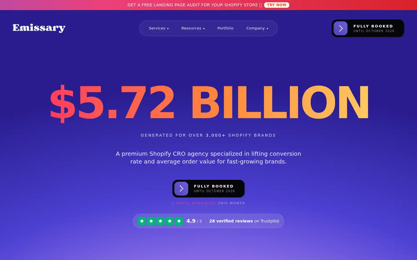 Screenshot of theemissaryagency.com