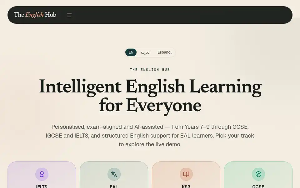 Screenshot of theenglishhub.app