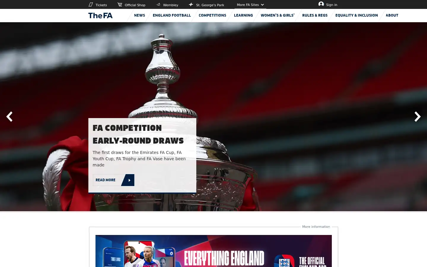 Screenshot of thefa.com