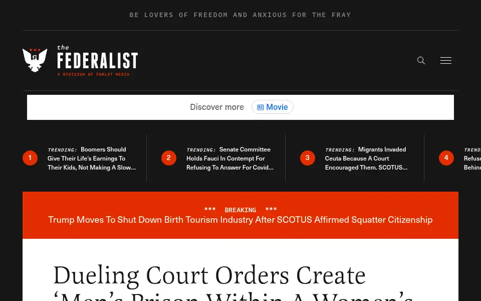 Screenshot of thefederalist.com