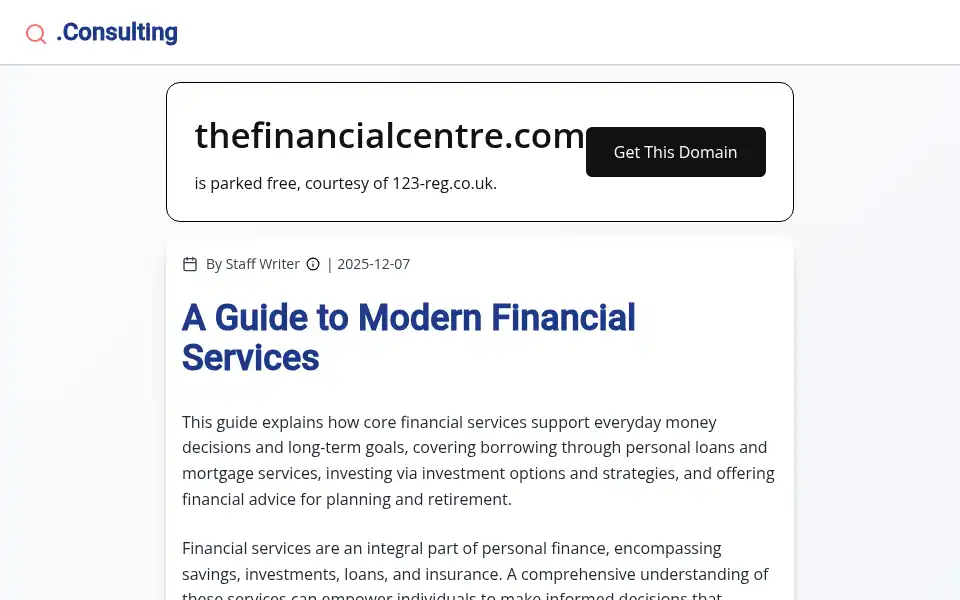 Screenshot of thefinancialcentre.com