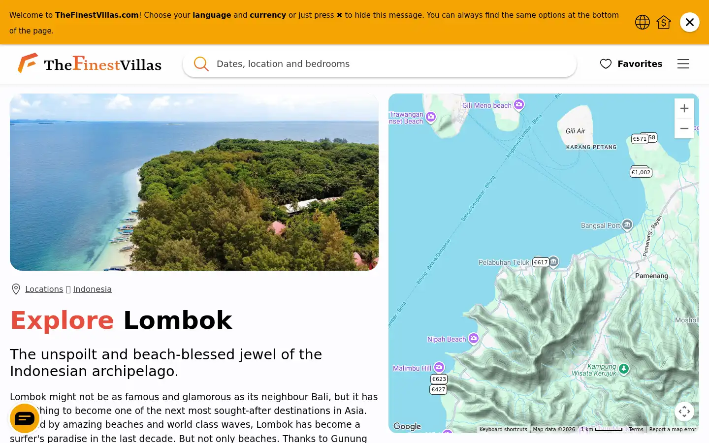 Screenshot of thefinestvillas.com