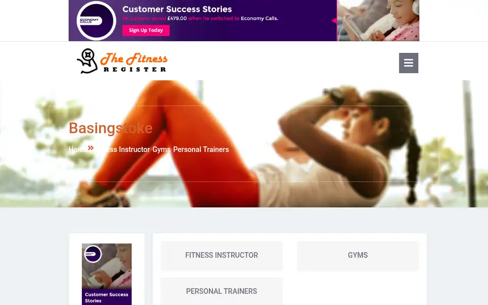 Screenshot of thefitnessregister.co.uk