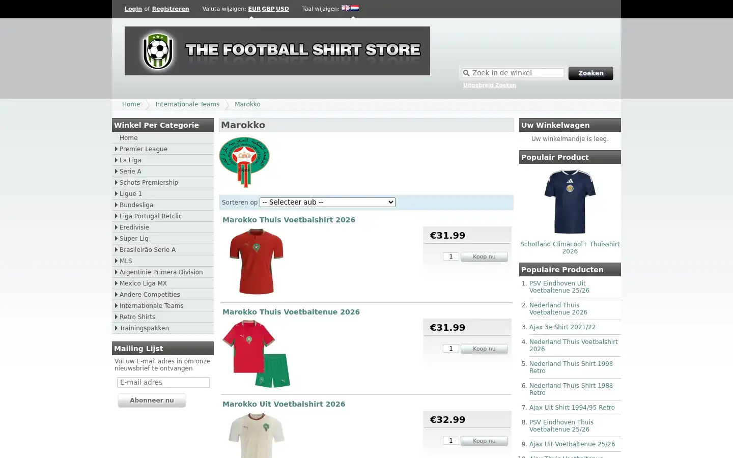 Screenshot of thefootballshirtstore.com