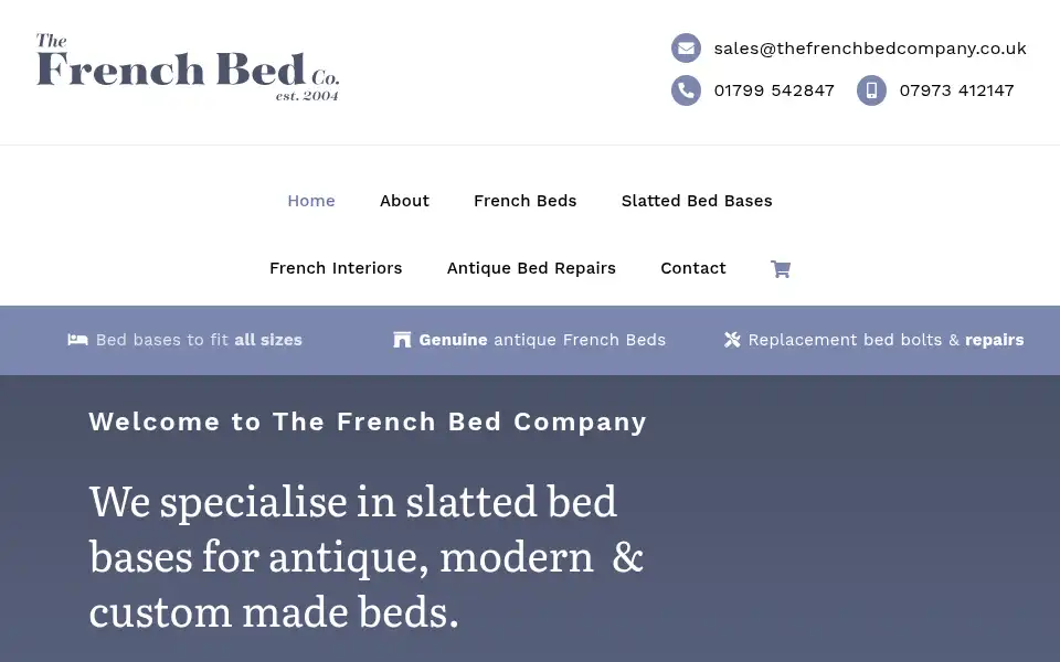 Screenshot of thefrenchbedcompany.co.uk