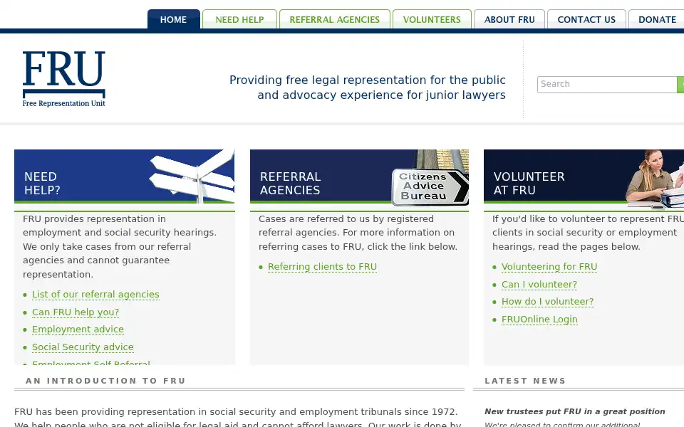 Screenshot of thefru.org.uk