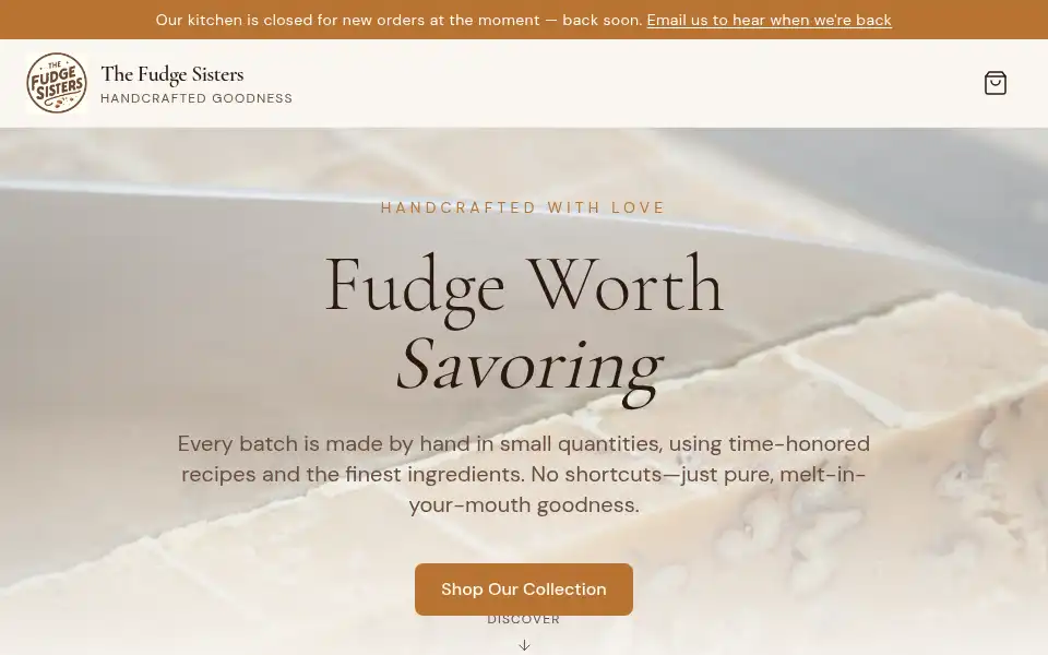 Screenshot of thefudgesisters.com