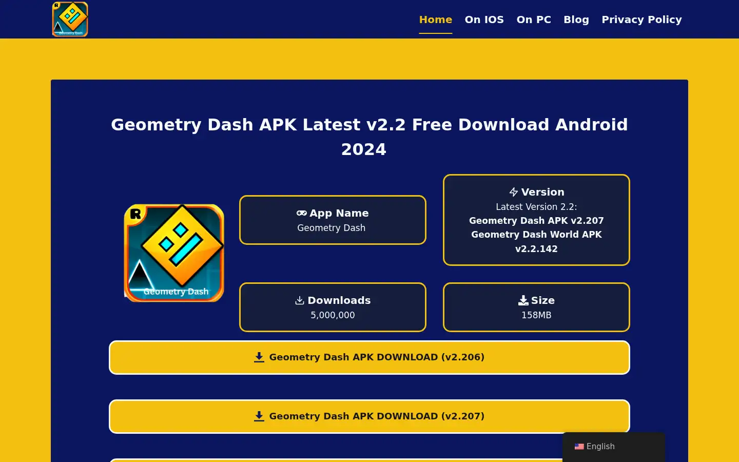 Screenshot of thegeometrydash.net