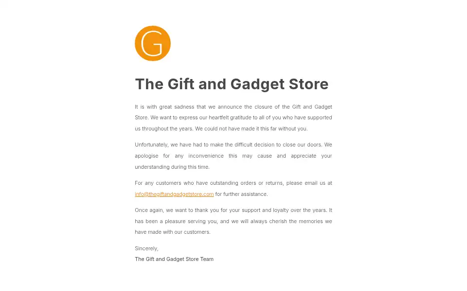 Screenshot of thegiftandgadgetstore.com