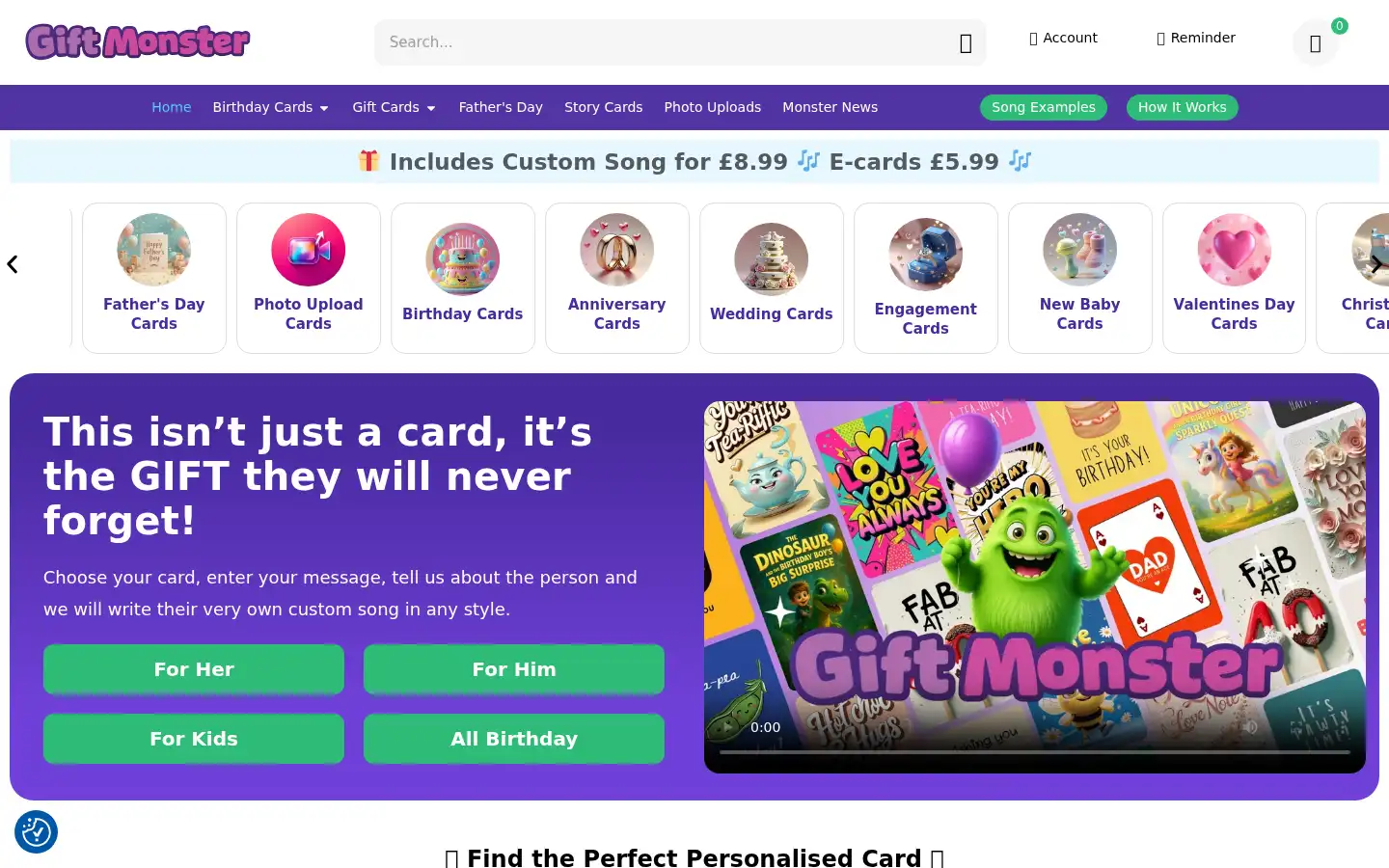 Screenshot of thegiftmonster.com