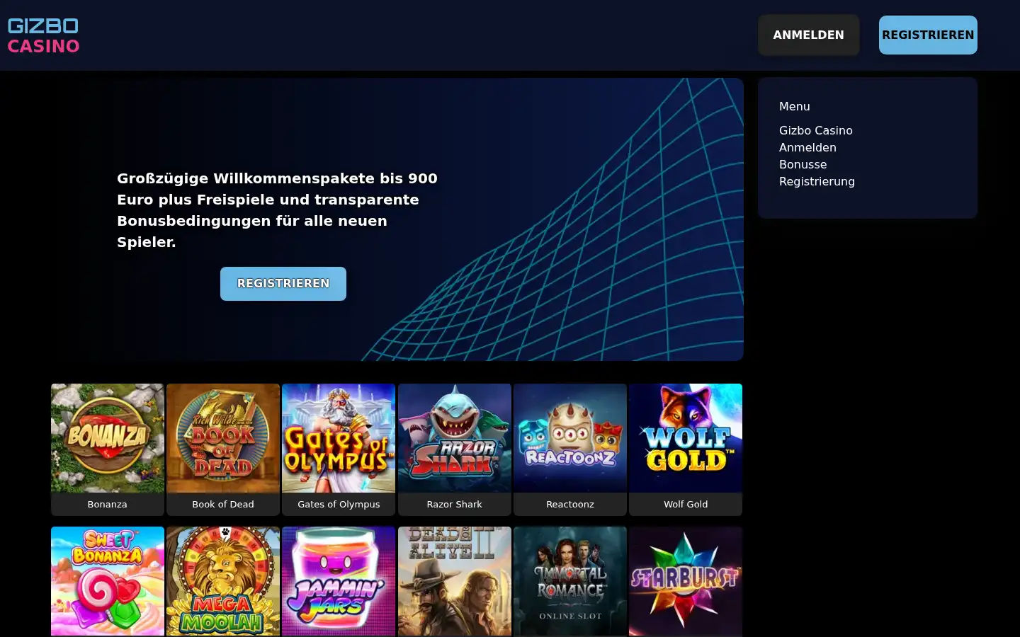 Screenshot of thegizbo.com
