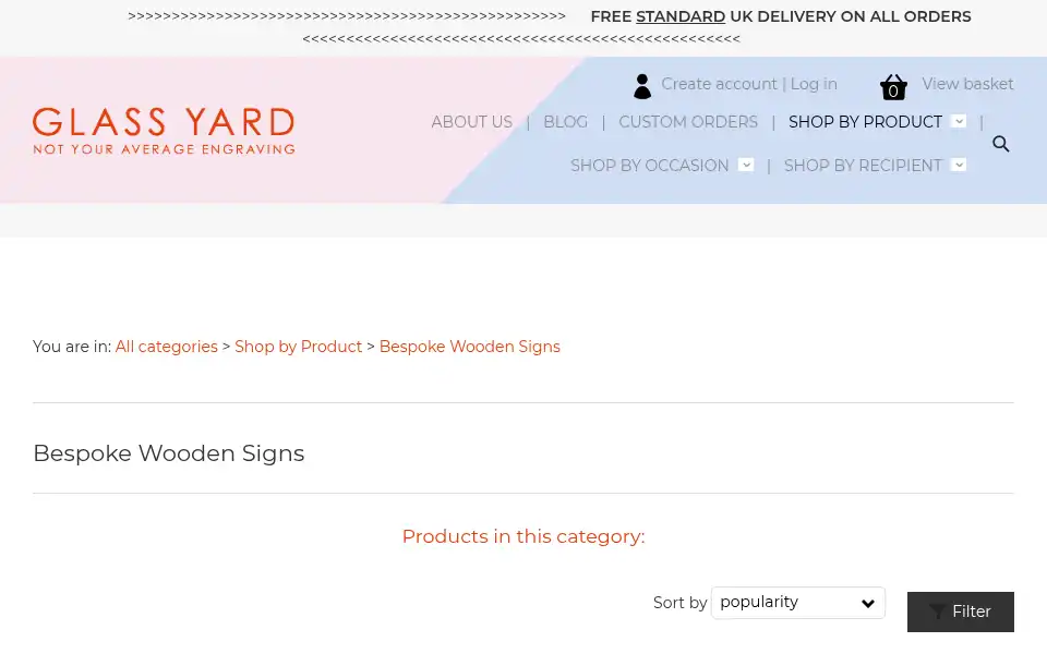 Screenshot of theglassyard.co.uk