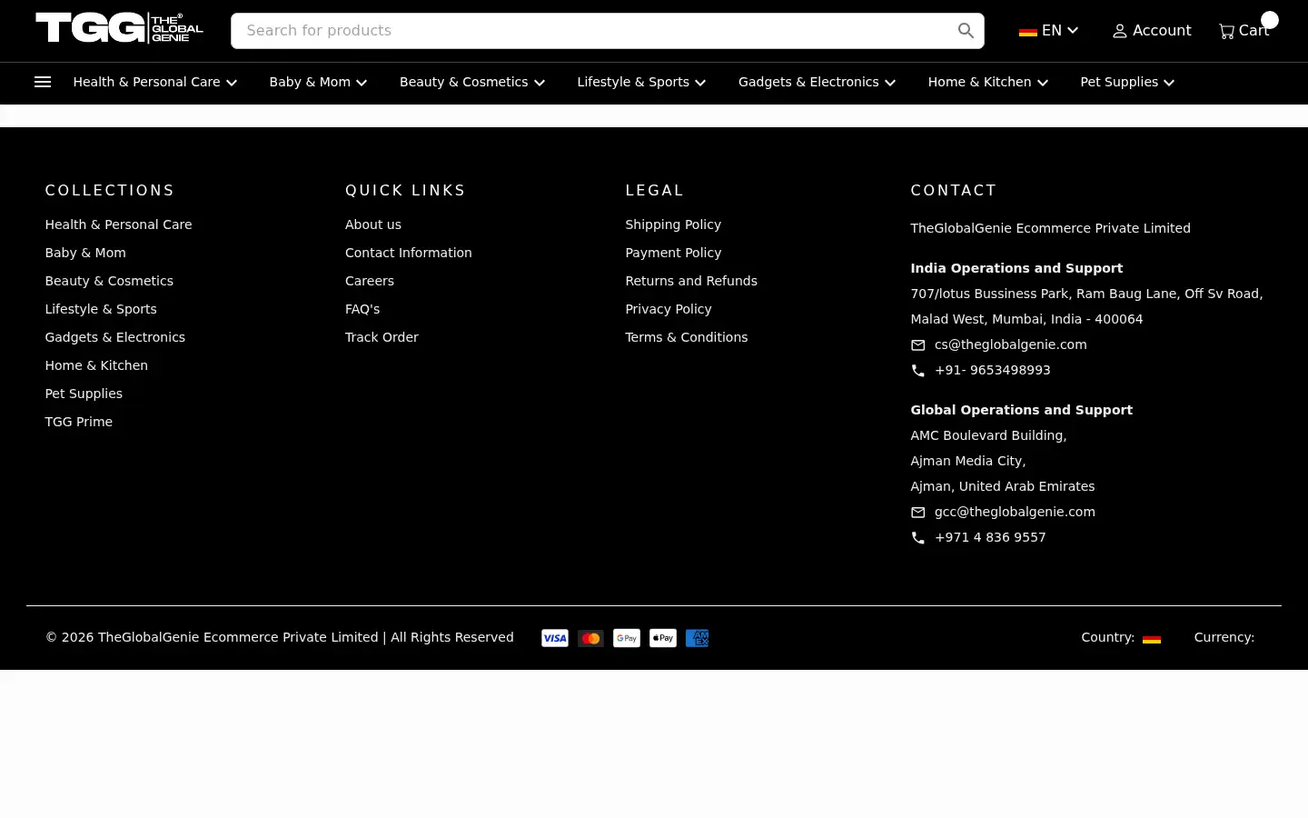 Screenshot of theglobalgenie.com
