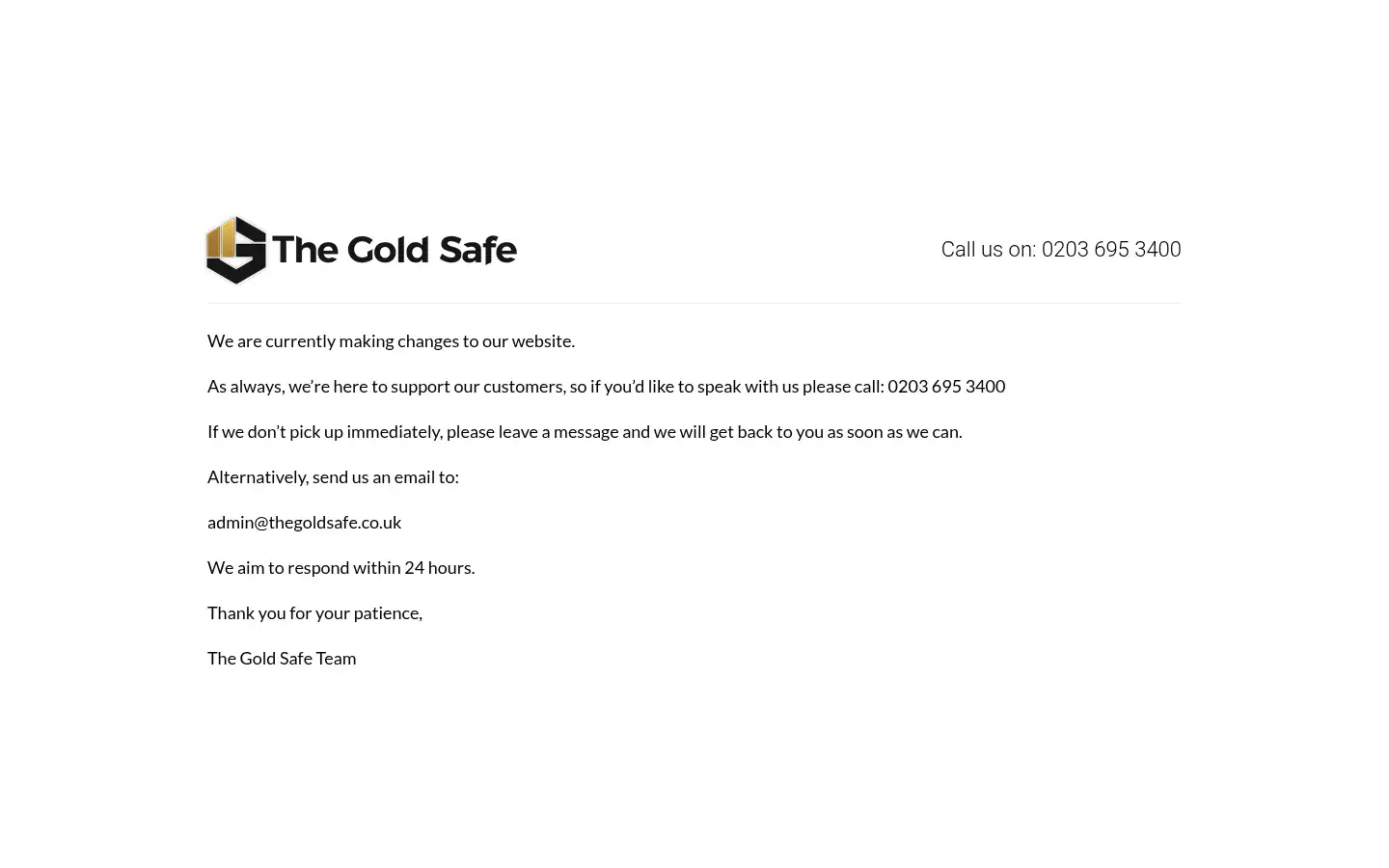 Screenshot of thegoldsafe.co.uk