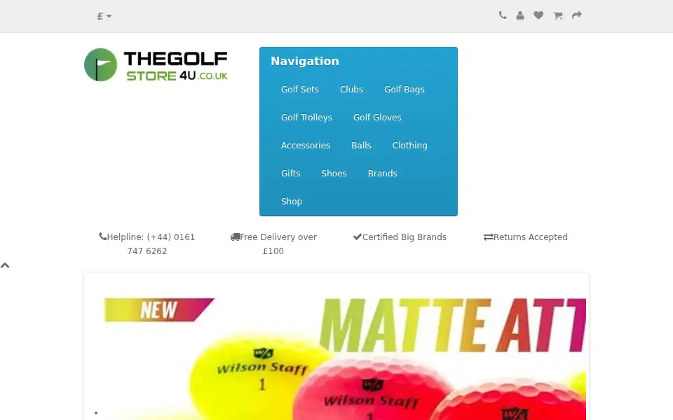 Screenshot of thegolfstore4u.co.uk
