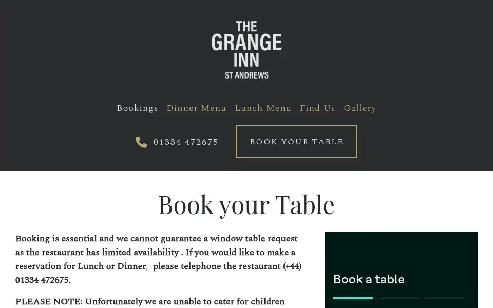 Screenshot of thegrangeinn.com