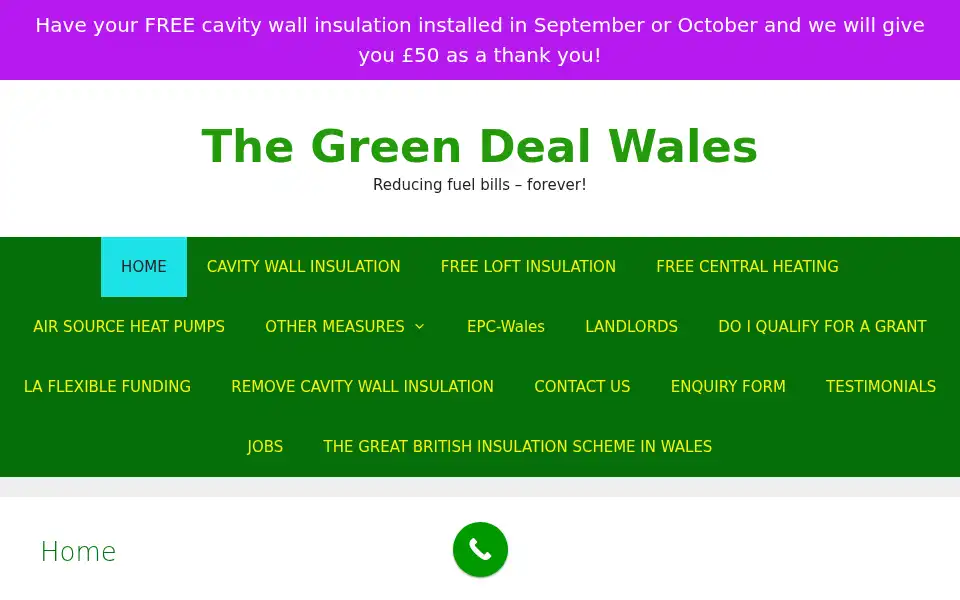 Screenshot of thegreendealwales.com