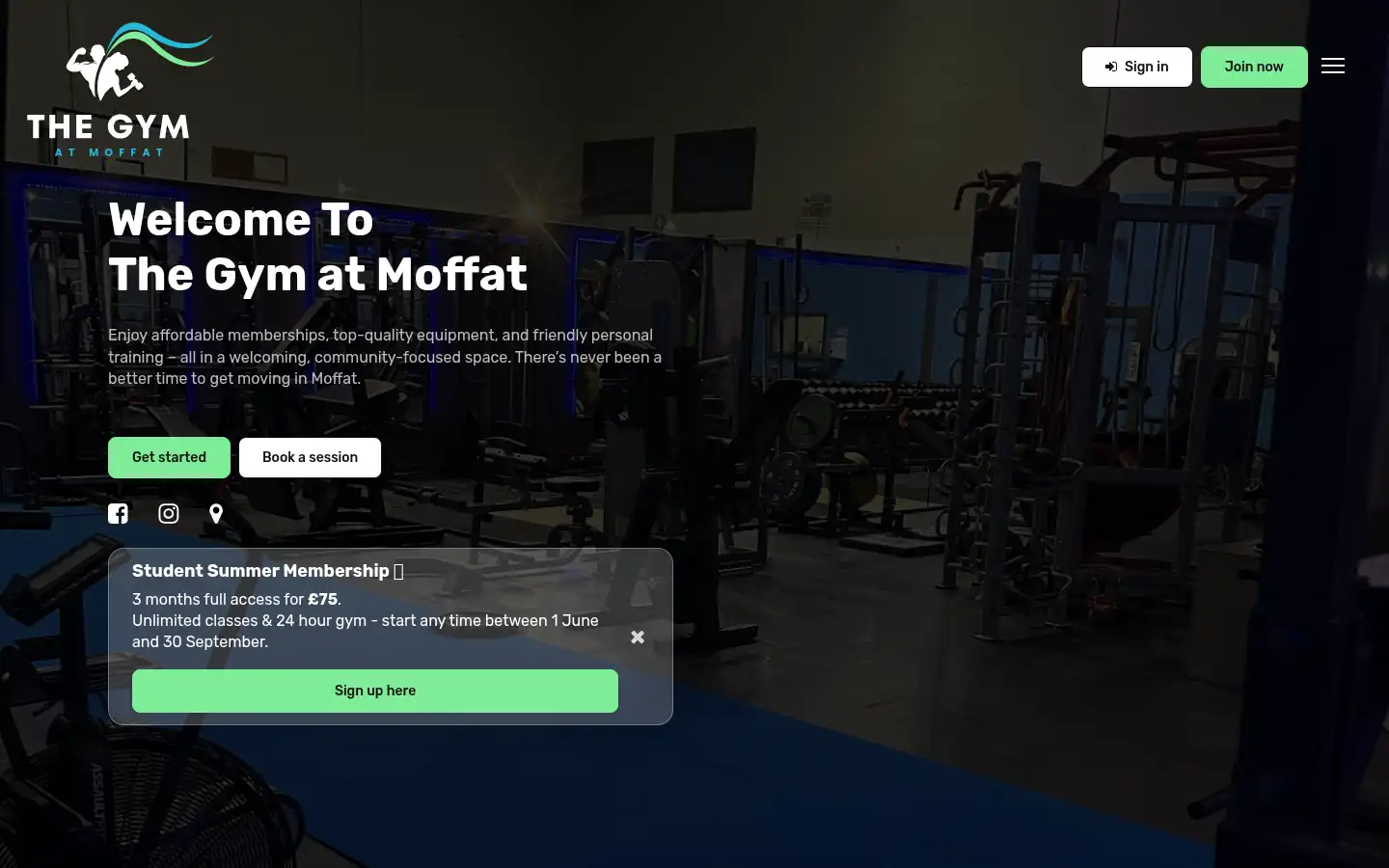 Screenshot of thegymatmoffat.co.uk