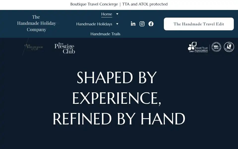 Screenshot of thehandmadeholidaycompany.com