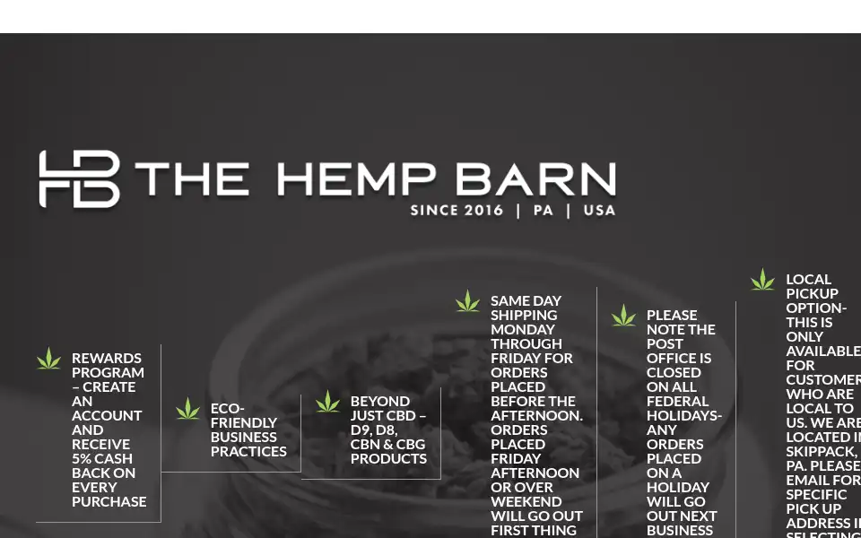 Screenshot of thehempbarn.com