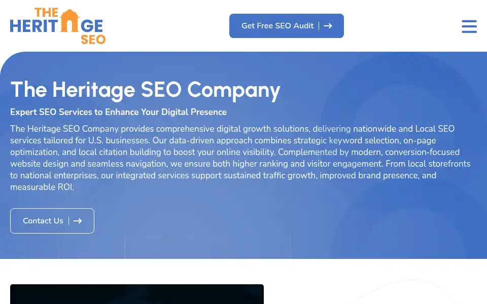 Screenshot of theheritageseo.com