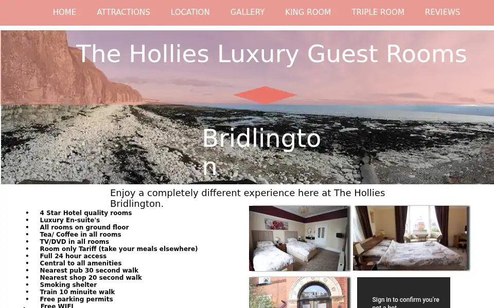 Screenshot of theholliesbridlington.co.uk