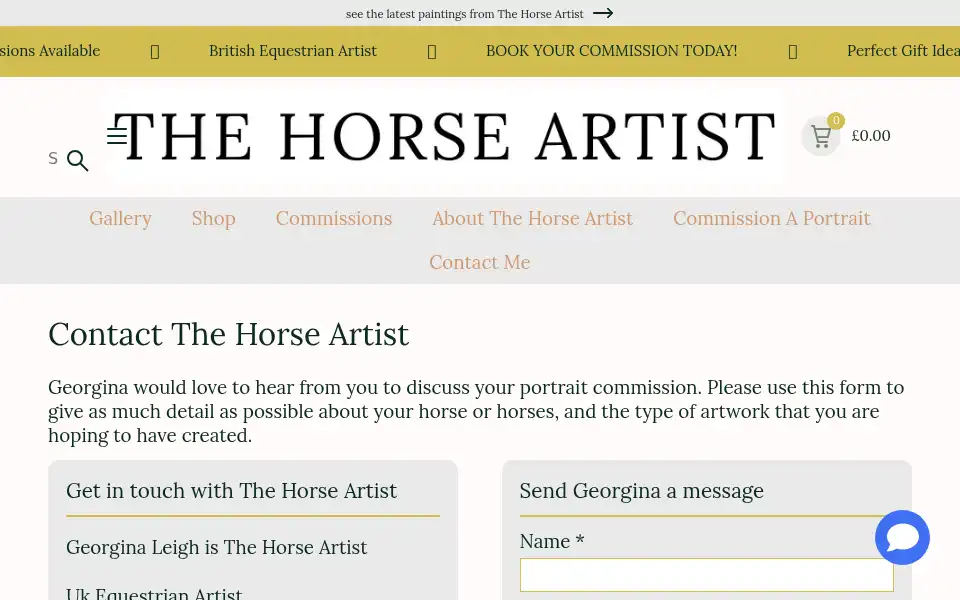 Screenshot of thehorseartist.co.uk