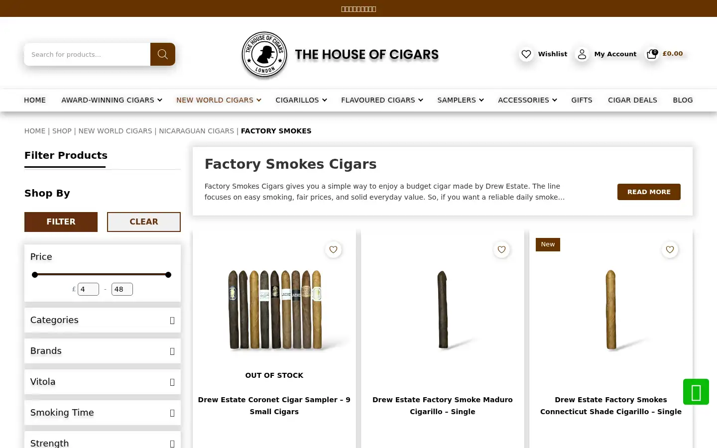 Screenshot of thehouseofcigars.co.uk