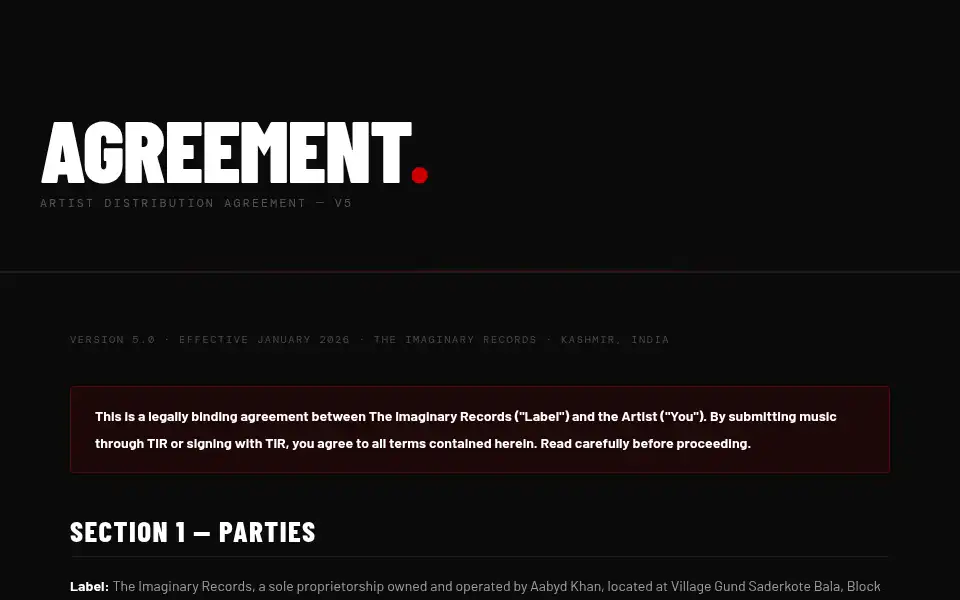 Screenshot of theimaginaryrecords.in