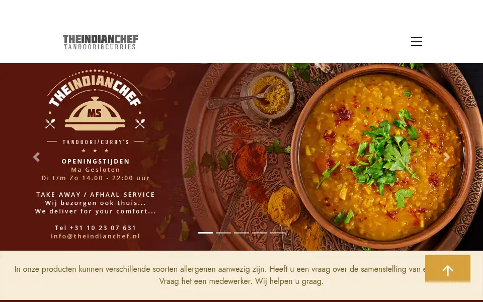 Screenshot of theindianchef.nl